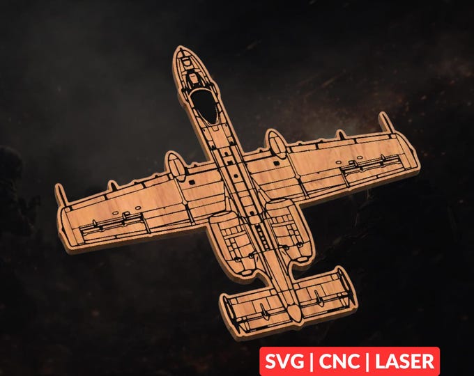 A-10 Warthog SVG | CNC Laser Cut File, Wood Wall Art, Glowforge Engraving, LightBurn Ready