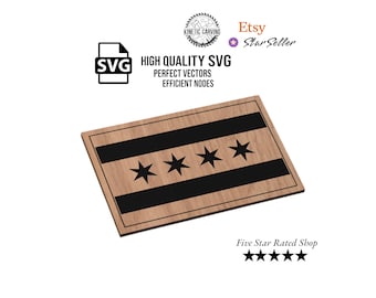 Chicago Flag SVG File for Woodworking, CNC, Printing and Lasering (Digital Download)