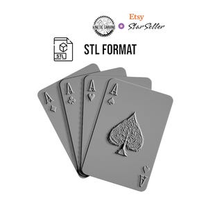 Four Aces (Four of a kind) Poker Playing Cards STL for 3D Printing, CNC Woodworking