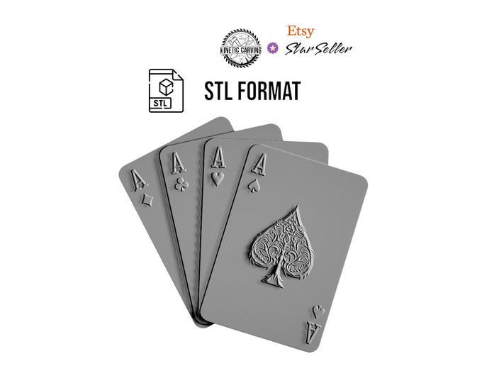 Four Aces (Four of a kind) Poker Playing Cards STL for 3D Printing, CNC Woodworking