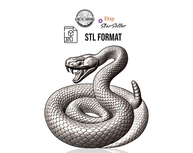 Rattlesnake 3D Model STL File: CNC, 3D Printing, Laser Engraving Digital Download