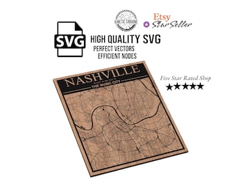 Nashville, Tennessee City Map SVG File for Woodworking, CNC, Printing and Lasering (Digital Download)