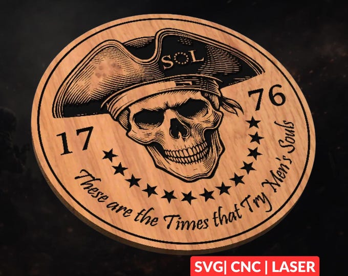 Revolutionary War Skull SVG | CNC Laser Cut File, Wood Wall Art, Glowforge Engraving, LightBurn Ready