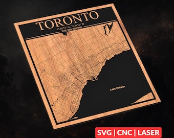Toronto City Map SVG | CNC Laser Cut File, Wood Wall Art, Glowforge Engraving, LightBurn Ready