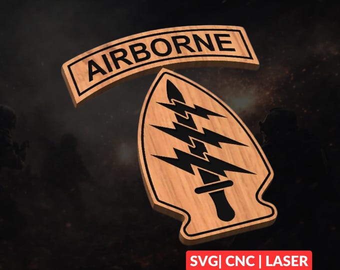 Special Forces Patch Logo Military SVG | CNC Laser Cut File, Wood Wall Art, Glowforge Engraving, LightBurn Ready