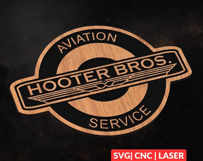 Hooter Bros Military Patch SVG | CNC Laser Cut File, Wood Wall Art, Glowforge Engraving, LightBurn Ready