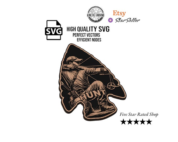 Bow Hunting Arrowhead SVG File for Woodworking, CNC, Printing and Lasering