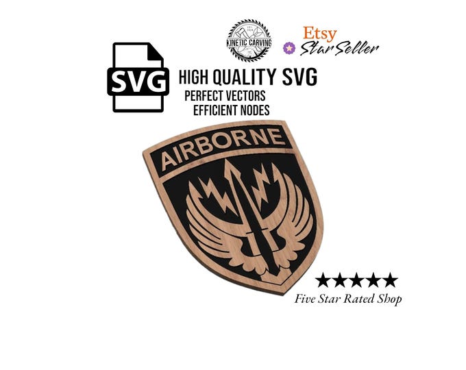 Special Operations Command - Central (SOCCENT) Airborne Patch Logo SVG File for Woodworking, CNC, Printing and Lasering (Digital Download)