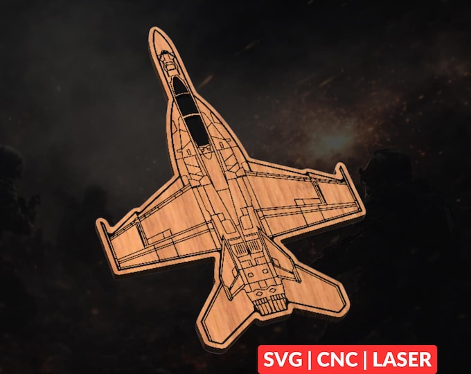 F-18 Hornet SVG | CNC Laser Cut File, Wood Wall Art, Glowforge Engraving, LightBurn Ready