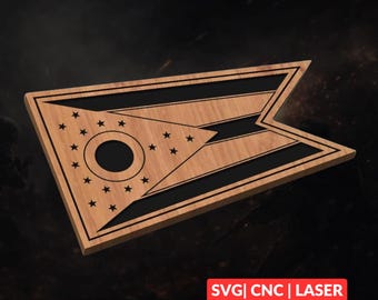 Ohio State Flag SVG | CNC Laser Cut File, Wood Wall Art, Glowforge Engraving, LightBurn Ready