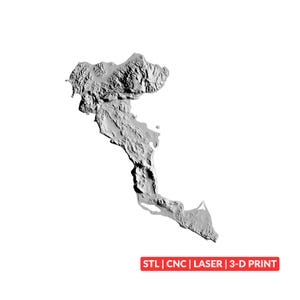 Corfu, Greece Terrain Map STL | 3D CNC Carving File, Wood Relief Art, 3D Printing Ready