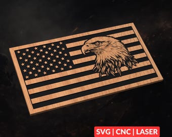 USA Eagle Flag SVG | Patriotic CNC Laser Cut File, Wood Wall Art, Glowforge Engraving, LightBurn Ready