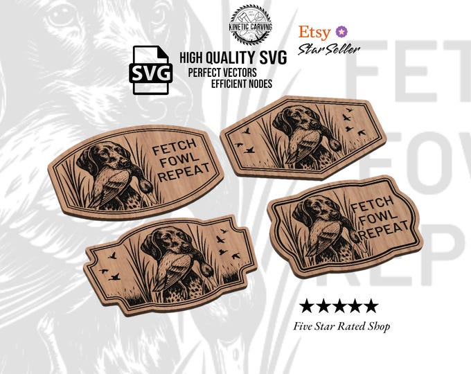 Dog Mallard Hunting Leather Patch SVG Bundle: CNC Laser Engraving (Digital Download)