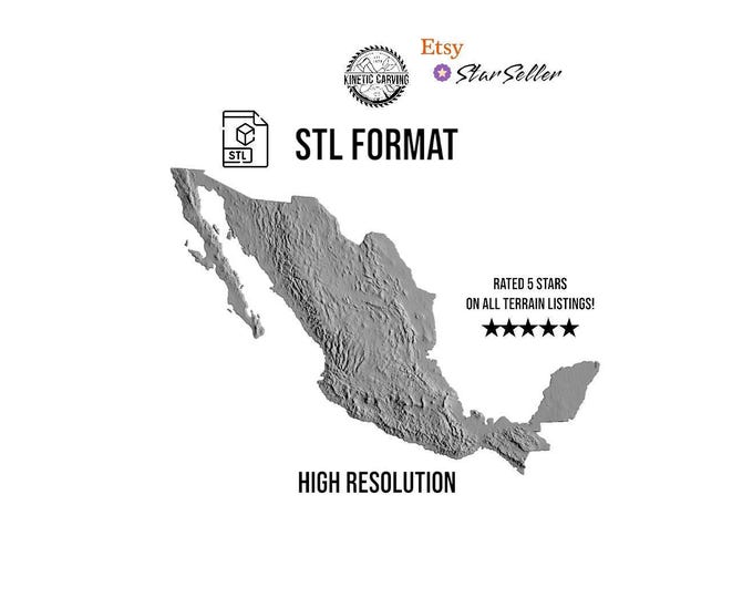 Mexico Terrain STL File: 3D Topographic Map Digital Download