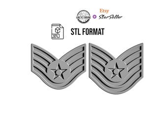 US Air Force Rank STL File: Woodworking, 3D Printing, Laser Engraving (Digital Download)