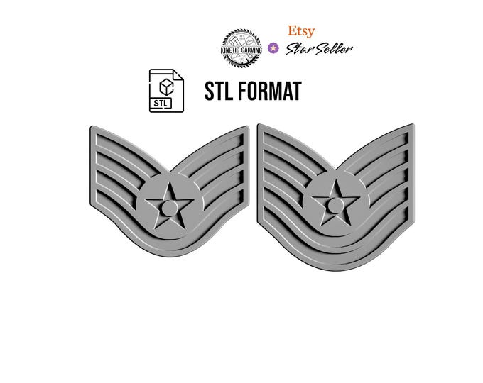 US Air Force Rank STL File: Woodworking, 3D Printing, Laser Engraving Digital Download