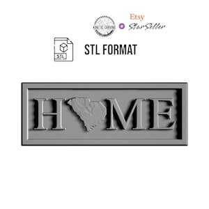 Topographie de la Caroline du Sud HOME Design STL pour impression 3D, travail du bois CNC