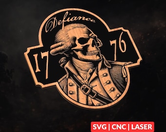 Patriotic George Washington SVG | 1776 Skull CNC File, Laser Cut Wood Sign, Glowforge