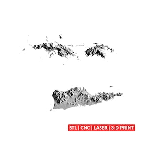 U.S. Virgin Islands Terrain Map STL | CNC Carving File, Wood Relief Art, 3D Printing Ready