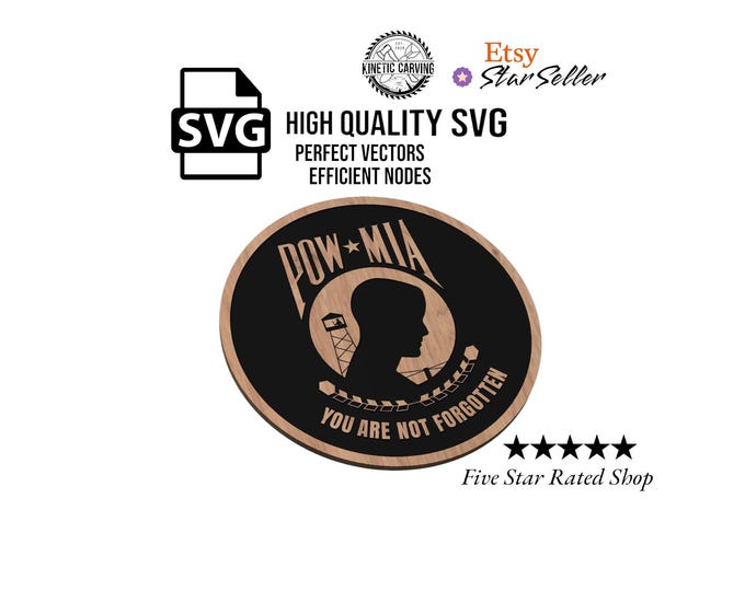 POW - Missing In Action Logo Military SVG File for Woodworking, CNC, Printing and Lasering svg, dxf, eps, pdf