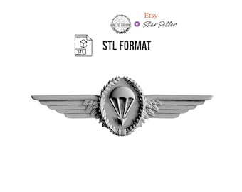 3D STL Model of German Military Jump (Airborne) Wings, for 3D Printing, CNC Woodworking