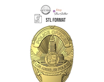 Los Angeles Police Badge STL | 3D CNC Carving File, Wood Relief Art, 3D Printing Ready
