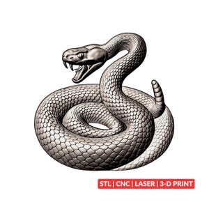 ガラガラヘビのSTLファイル｜3D CNC彫刻ファイル、木製レリーフアート、3Dプリント対応