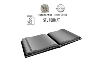 Open Book STL | 3D CNC Carving File, Wood Relief Art, 3D Printing Ready