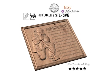 Firefighter Prayer STL | 3D CNC Carving File, Wood Relief Art, 3D Printing Ready