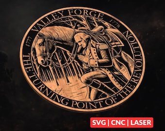 Valley Forge George Washington SVG | 1776 Patriotic CNC File, Laser Cut Wood Sign, Founding Father Wall Art, Glowforge, LightBurn