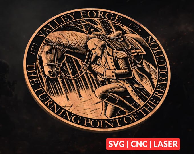 Valley Forge George Washington SVG | CNC Laser Cut File, Wood Wall Art, Glowforge Engraving, LightBurn Ready