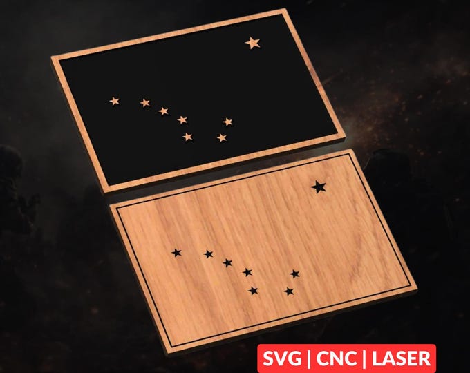 Alaska State Flag SVG | CNC Laser Cut File, Wood Wall Art, Glowforge Engraving, LightBurn Ready