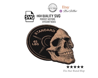 Skull & Weight Plate SVG File: Gym Fitness Laser Cut Design (Digital Download)
