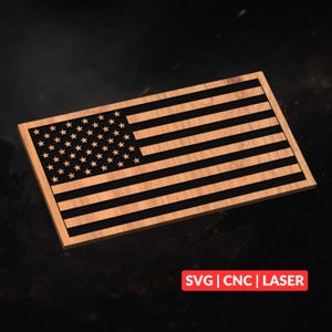American Flag SVG | CNC Laser Cut File, Wood Wall Art, Glowforge Engraving, LightBurn Ready