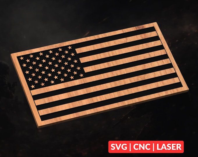 American Flag SVG | CNC Laser Cut File, Wood Wall Art, Glowforge Engraving, LightBurn Ready