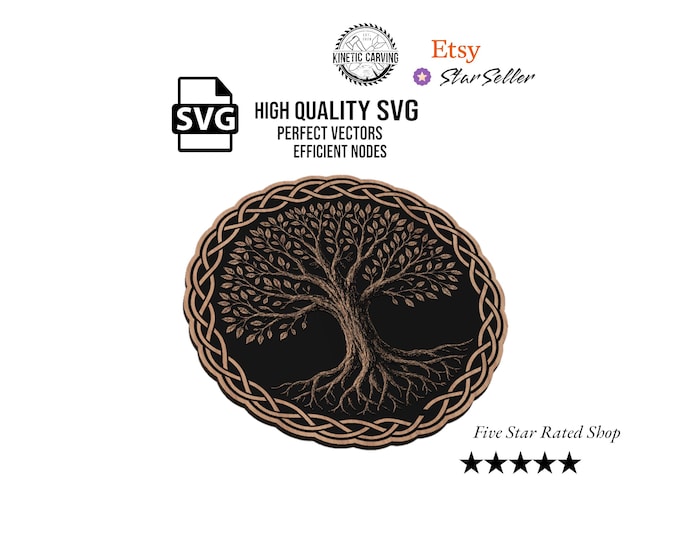 Celtic Tree of Life (Realistic) SVG File for Woodworking, CNC, Printing and Lasering