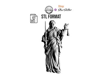 Lady Justice Statue STL for 3D Printing, CNC Woodworking (Digital Download)