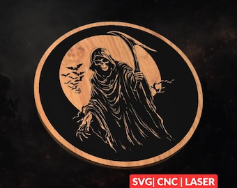 Grim Reaper SVG | CNC Laser Cut File, Wood Wall Art, Glowforge Engraving, LightBurn Ready