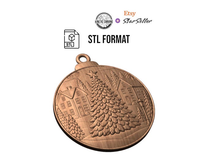 Christmas Tree Town Ornament  for CNC, Laser, Woodworking (Digital Download)