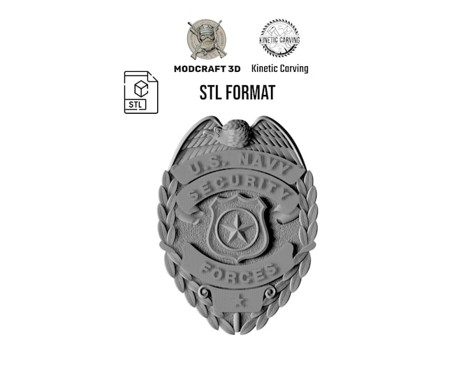 U.S. Navy Security Forces Badge STL – Digital File for Military Display or Plaques for CNC Carving, 3D Lasing or 3D Printing