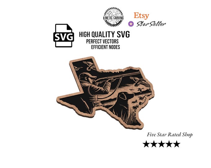 Texas Duck Hunting SVG File for Woodworking, CNC, Printing and Lasering
