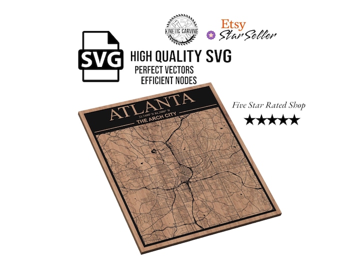 Atlanta, Georgia City Map SVG File for Woodworking, CNC, Printing and Lasering (Digital Download)