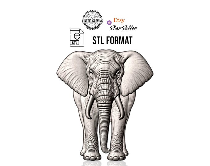 Elephant STL File: 3D Model for CNC, Printing, Laser Engraving (Digital Download)