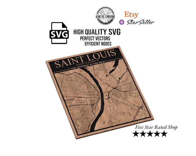 Saint Louis, Missouri City Map SVG File for Woodworking, CNC, Printing and Lasering