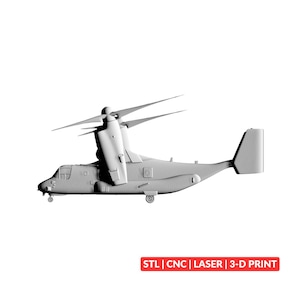 Archivo STL/3D para tallado CNC del avión V-22 Osprey, arte en relieve de madera, listo para impresión 3D.