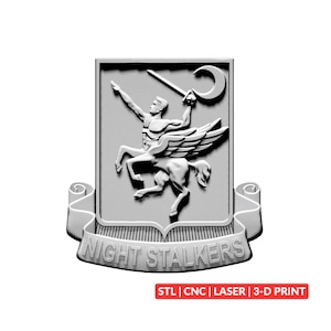160th SOAR Night Stalkers Insignia STL | 3D CNC Carving File, Wood Relief Art, 3D Printing Ready