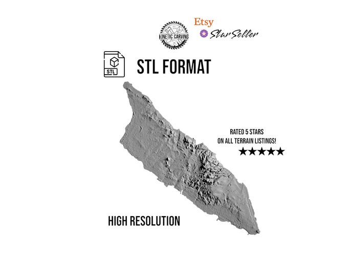 Aruba Terrain STL File – 3D Topographic Map for CNC, 3D Printing, or 3D Lasering