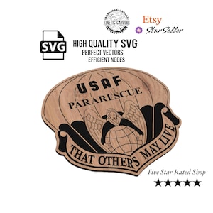 Archivo SVG/CNC de corte láser para rescate aéreo (PJ), arte de pared en madera, grabado Glowforge, listo para LightBurn.
