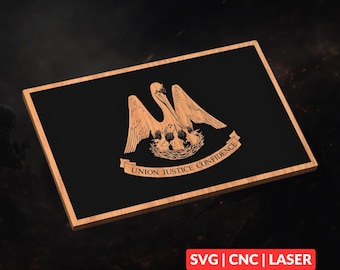 Louisiana State Flag SVG | Pelican CNC Laser Cut File, Wood Wall Art, Glowforge Engraving, LightBurn Ready