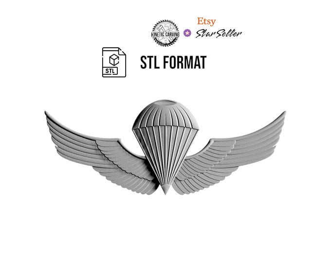 Chile Military Jump (Airborne) Wings STL, for 3D Printing, CNC Woodworking (Digital Download)